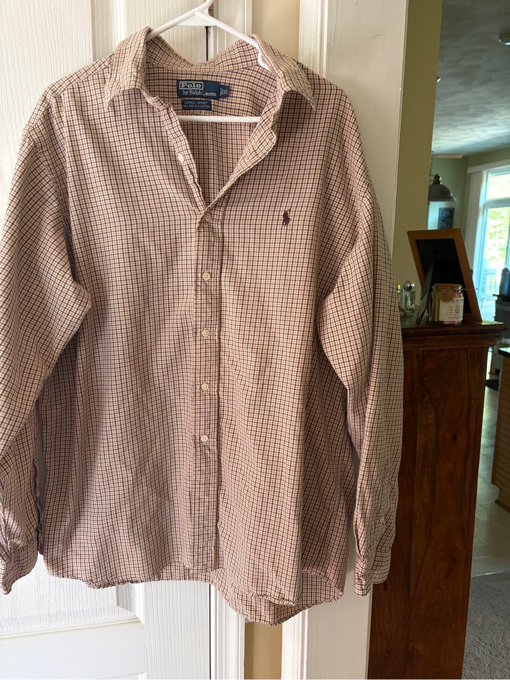 Ralph Lauren Men’s Button-Down Checked Shirt in Red and White